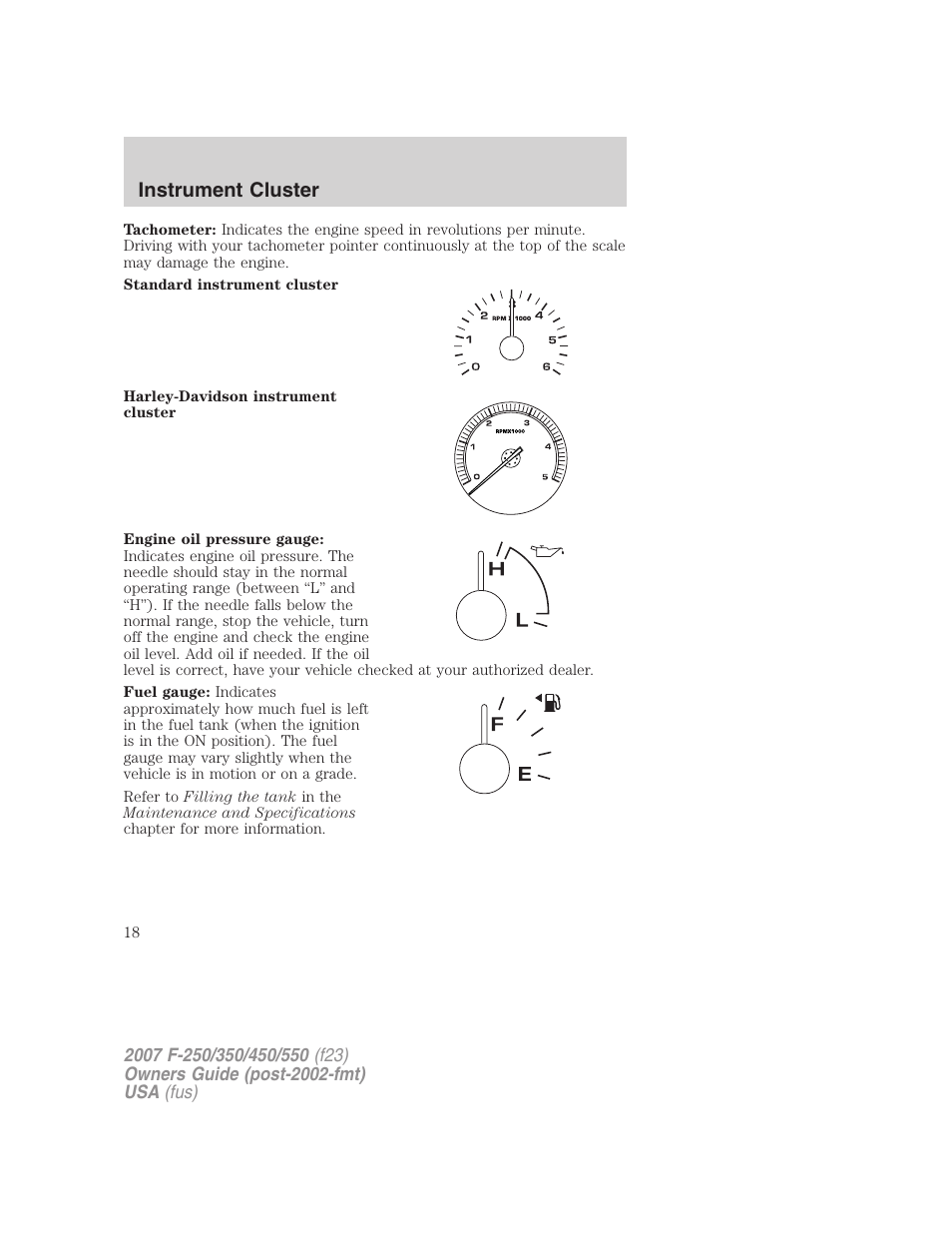 Instrument cluster | FORD 2007 F-550 v.2 User Manual | Page 18 / 312