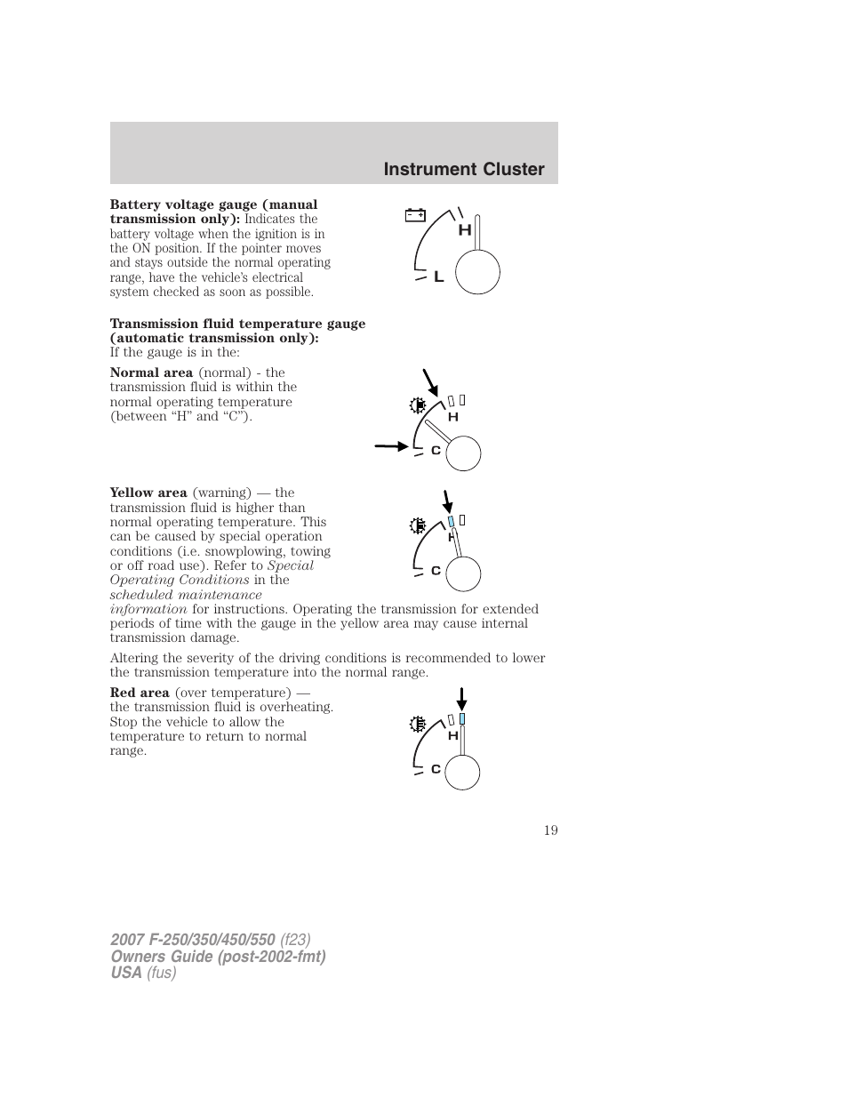 Instrument cluster | FORD 2007 F-550 v.2 User Manual | Page 19 / 312