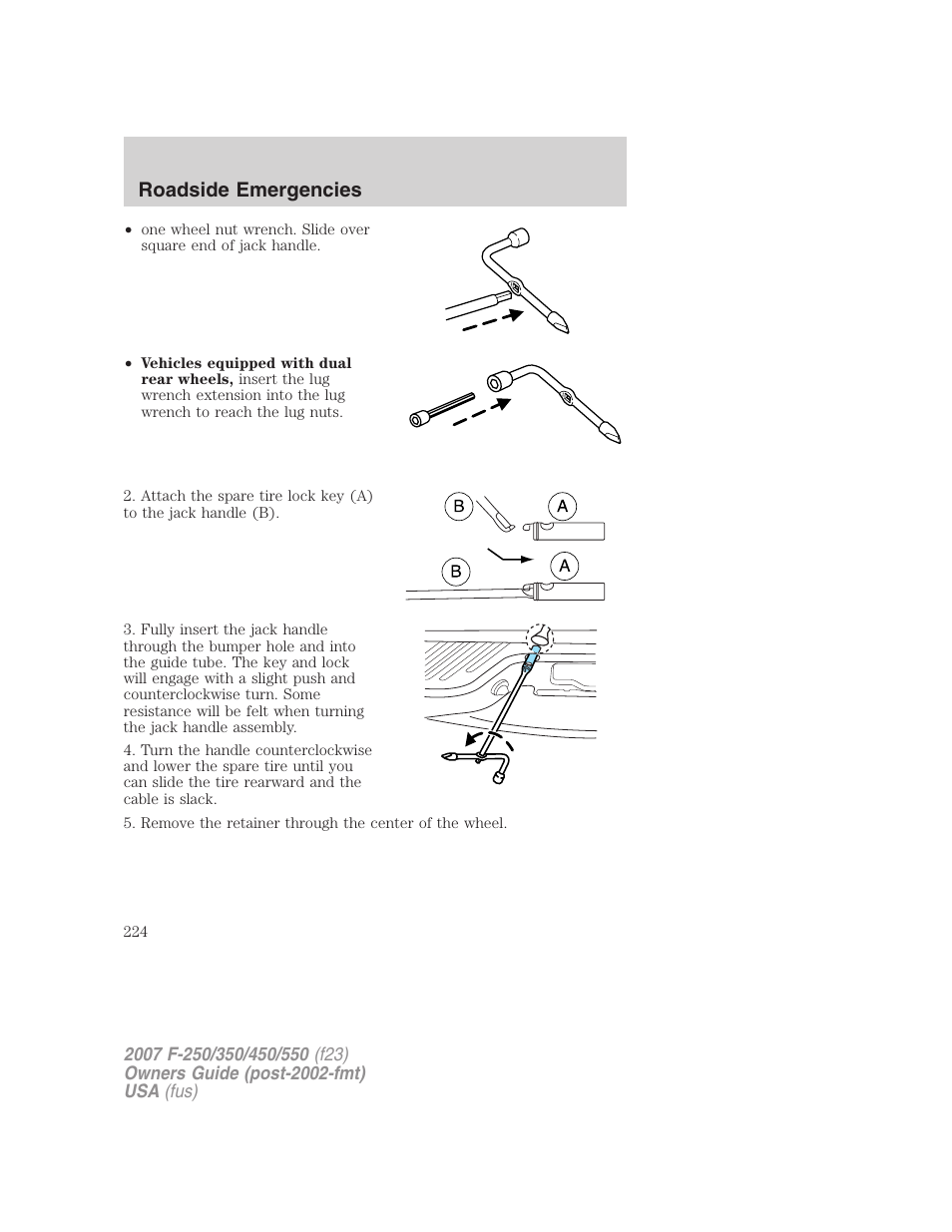 Roadside emergencies | FORD 2007 F-550 v.2 User Manual | Page 224 / 312