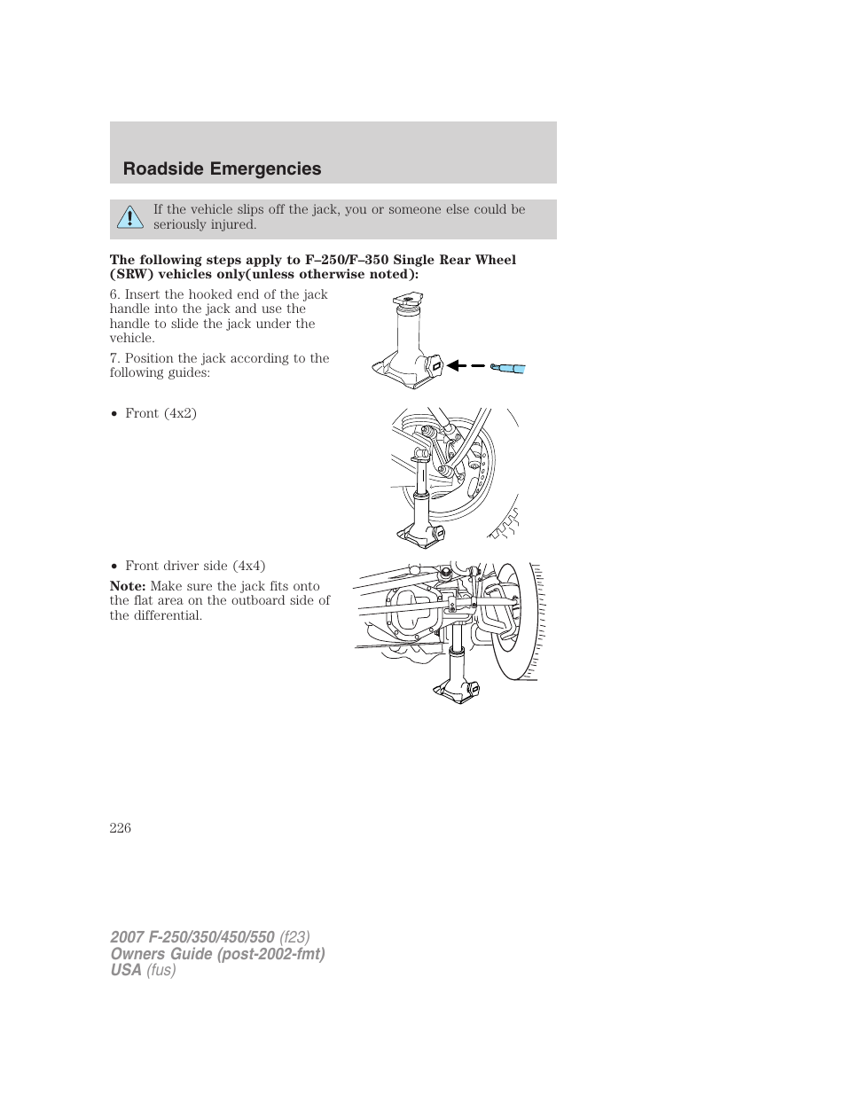 Roadside emergencies | FORD 2007 F-550 v.2 User Manual | Page 226 / 312
