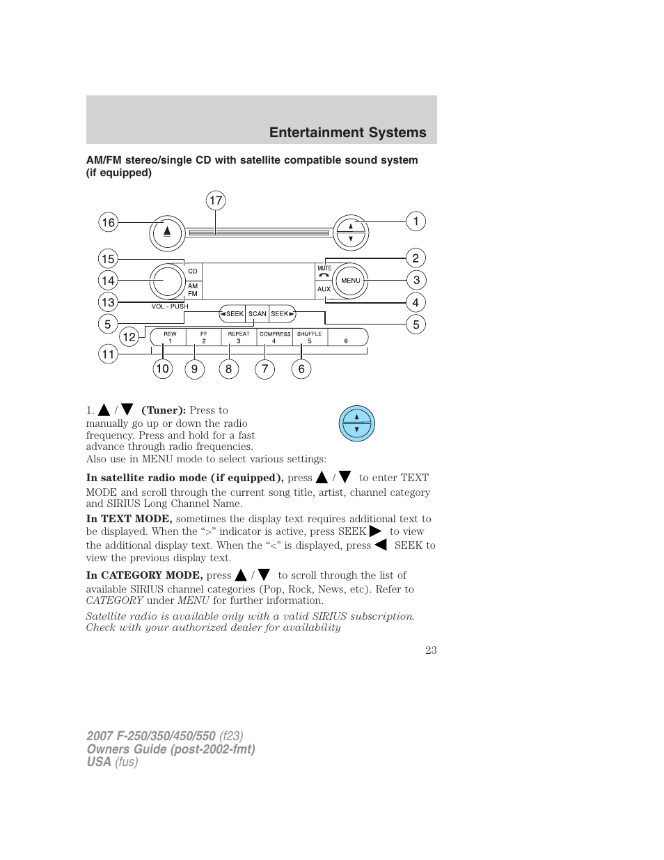 Am/fm stereo with cd, Entertainment systems | FORD 2007 F-550 v.2 User Manual | Page 23 / 312