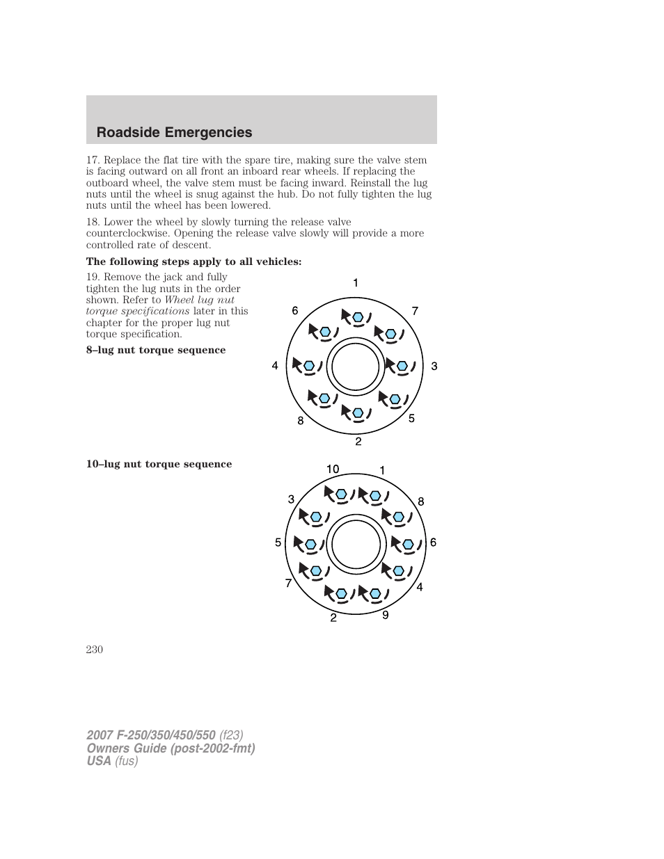 Roadside emergencies | FORD 2007 F-550 v.2 User Manual | Page 230 / 312
