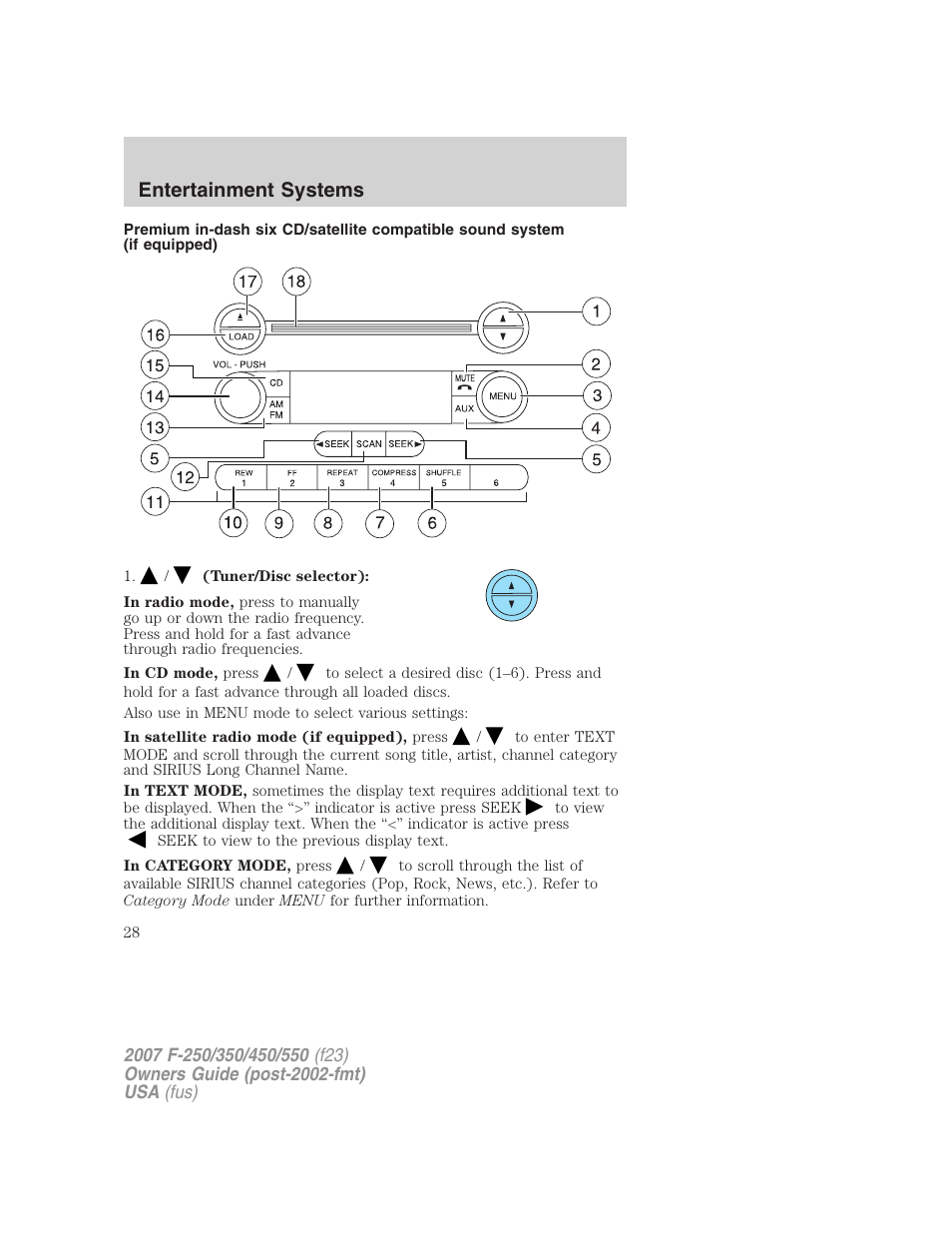 Am/fm stereo with in-dash six cd, Entertainment systems | FORD 2007 F-550 v.2 User Manual | Page 28 / 312