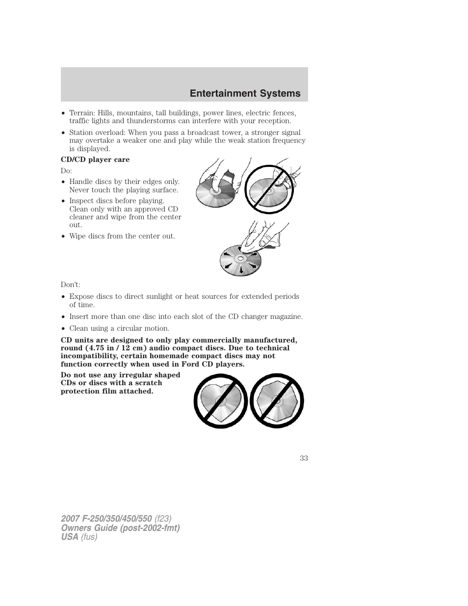 Entertainment systems | FORD 2007 F-550 v.2 User Manual | Page 33 / 312