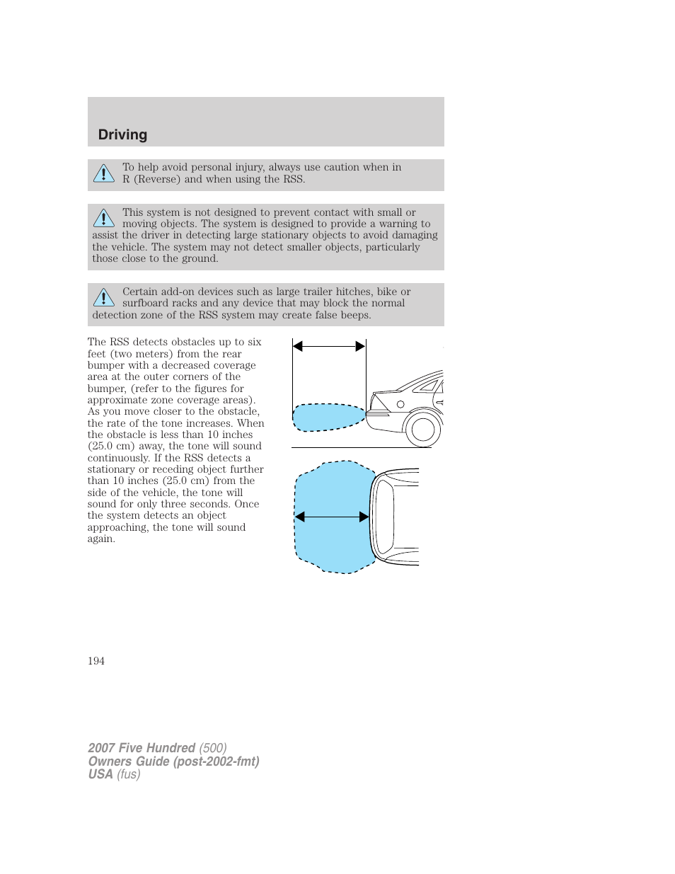 Driving | FORD 2007 Five Hundred v.2 User Manual | Page 194 / 288