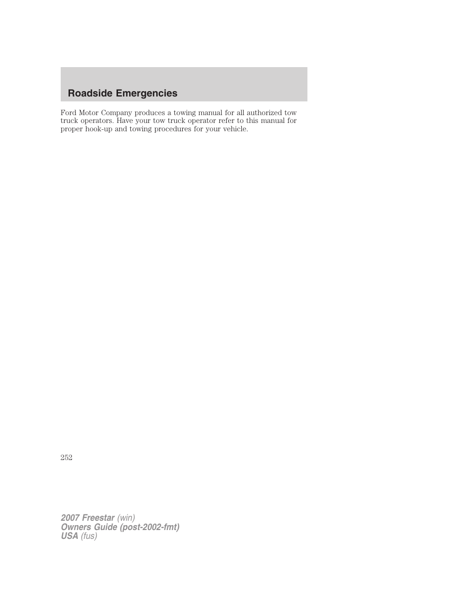 FORD 2007 Freestar v.1 User Manual | Page 252 / 312