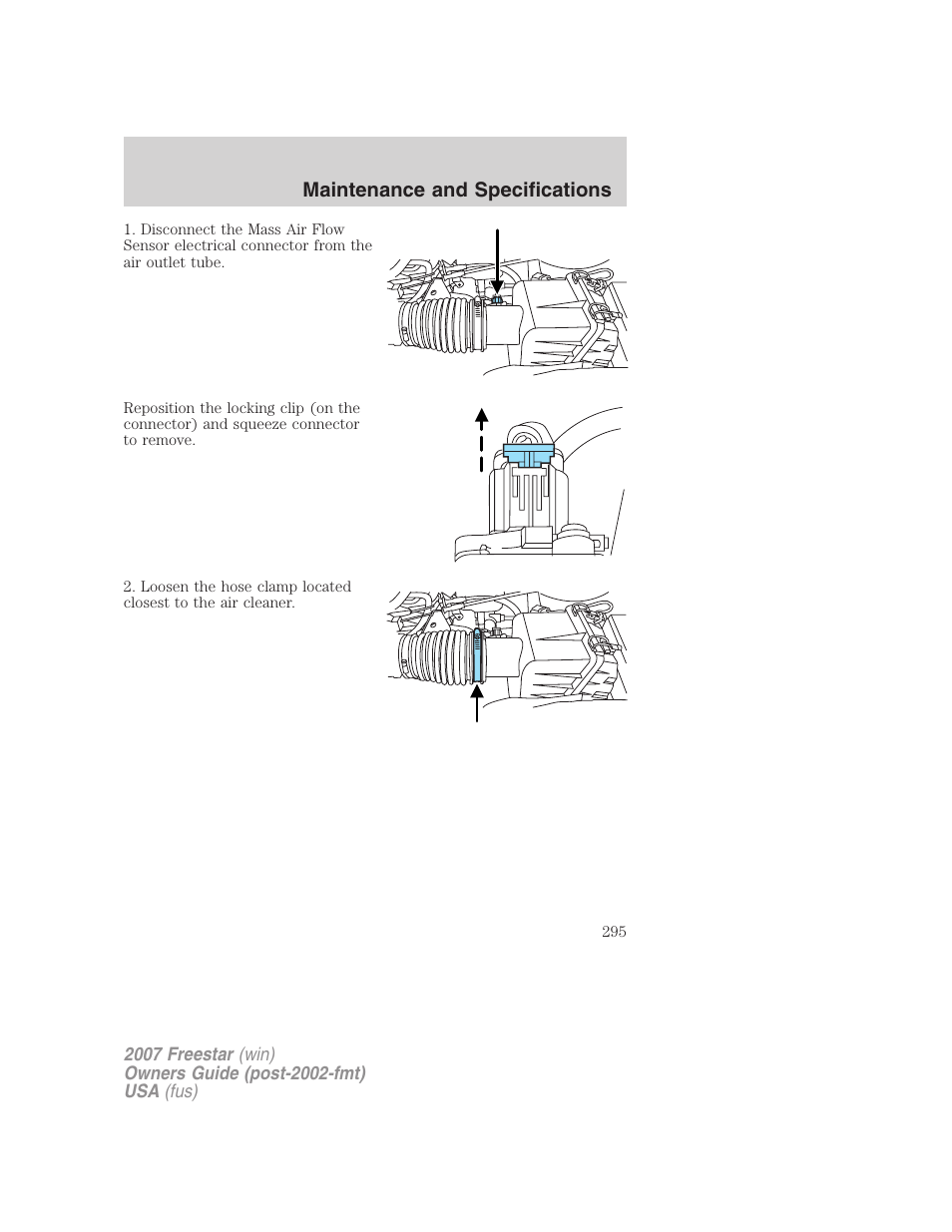 Maintenance and specifications | FORD 2007 Freestar v.1 User Manual | Page 295 / 312