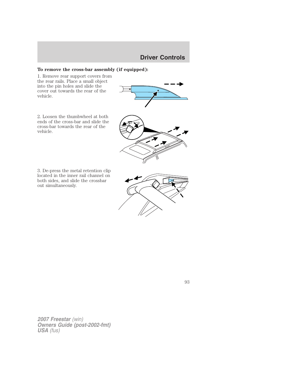 Driver controls | FORD 2007 Freestar v.1 User Manual | Page 93 / 312