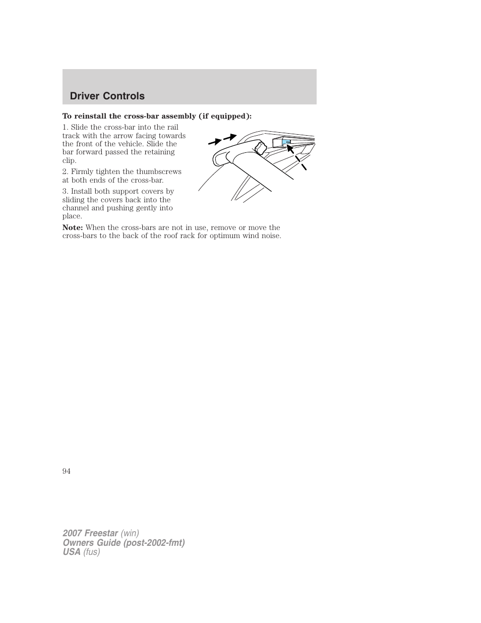 Driver controls | FORD 2007 Freestar v.1 User Manual | Page 94 / 312