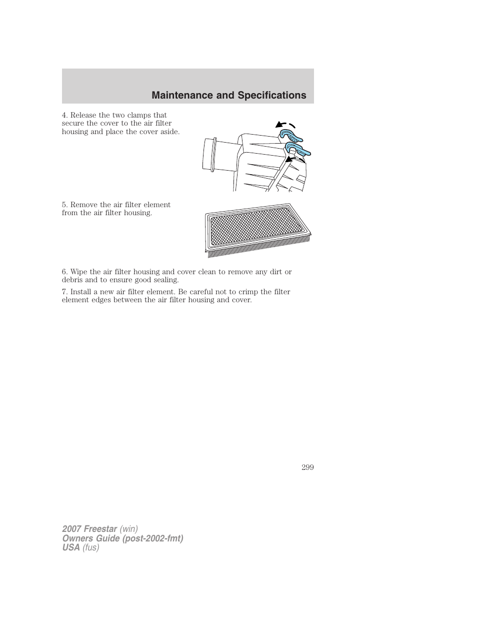 Maintenance and specifications | FORD 2007 Freestar v.2 User Manual | Page 299 / 320