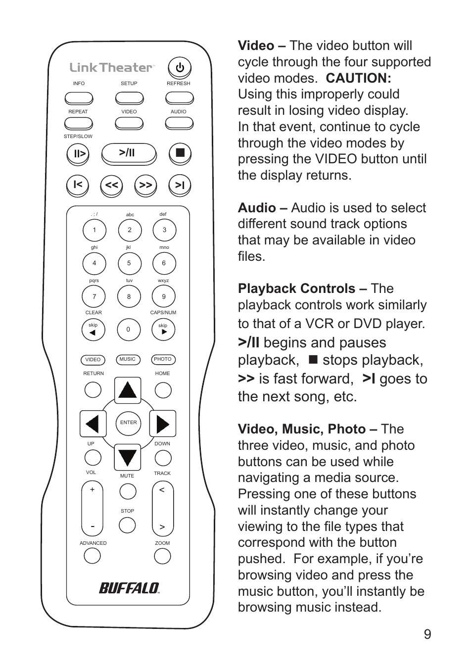 I goes to the next song, etc | Buffalo Technology LT-H90 User Manual | Page 9 / 38