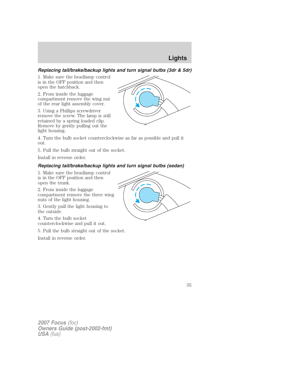 Lights | FORD 2007 Focus v.1 User Manual | Page 35 / 224