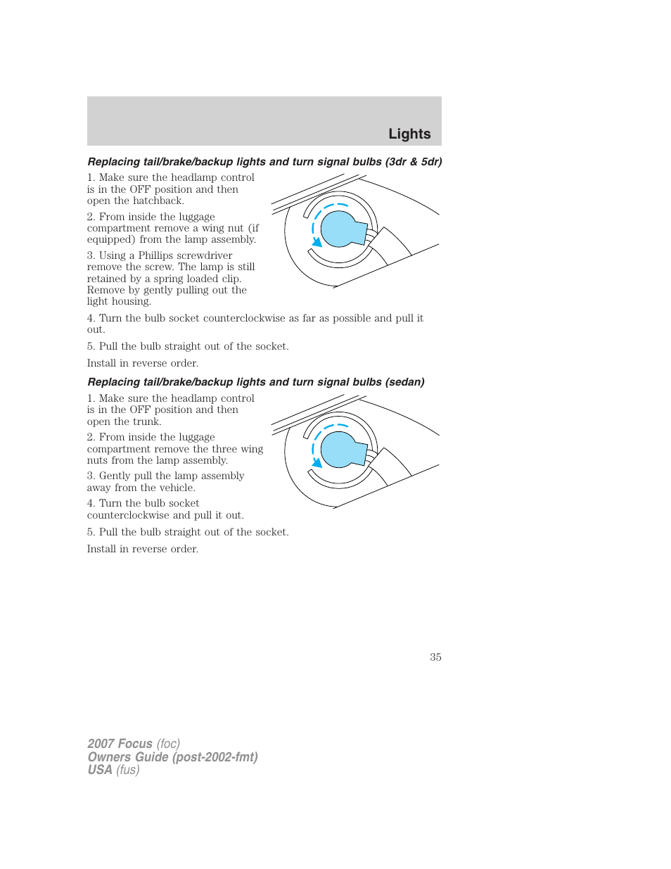 Lights | FORD 2007 Focus v.2 User Manual | Page 35 / 224
