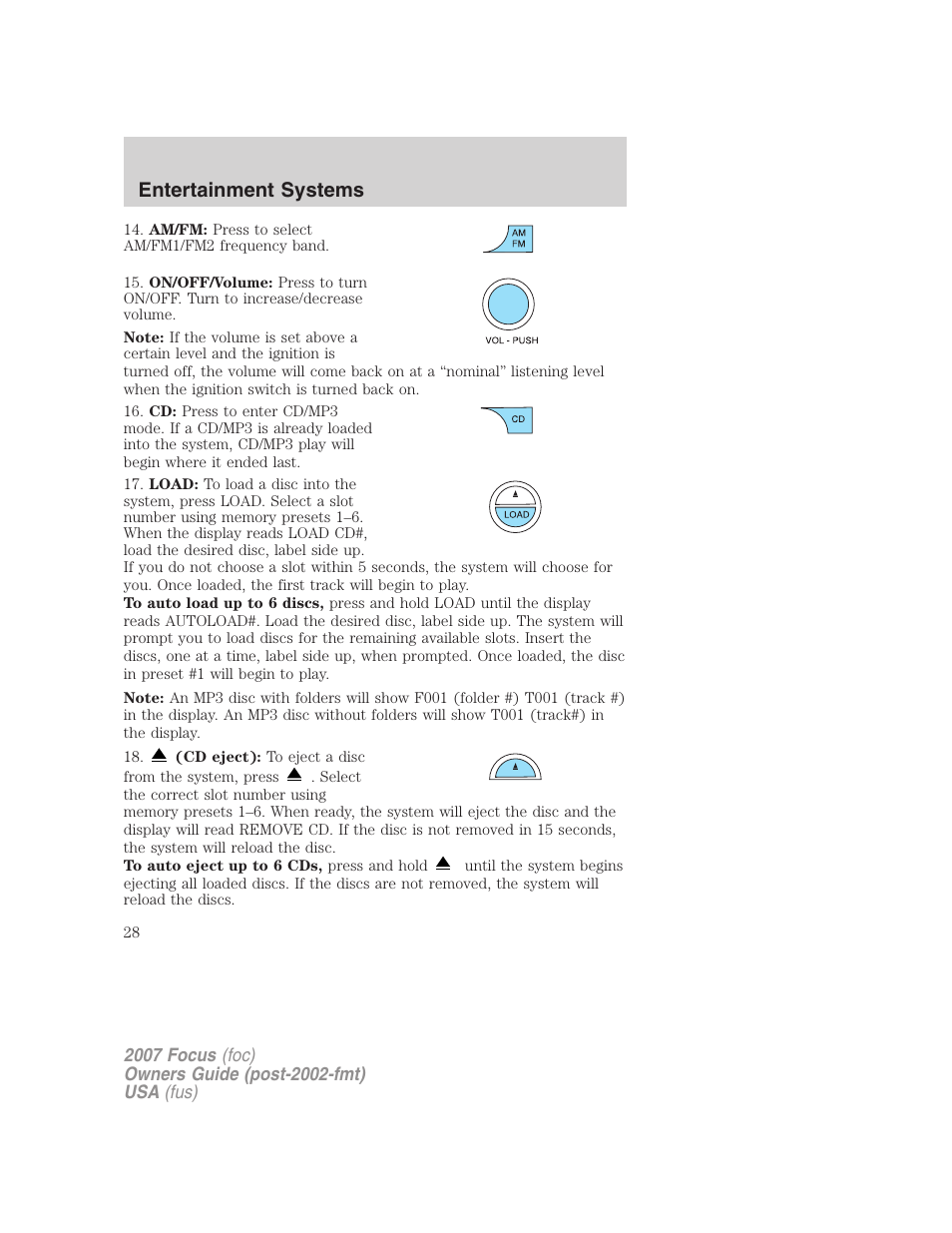 Entertainment systems | FORD 2007 Focus v.3 User Manual | Page 28 / 232