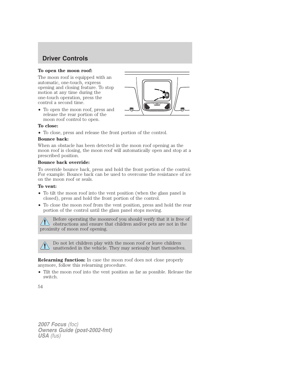 Driver controls | FORD 2007 Focus v.4 User Manual | Page 54 / 232