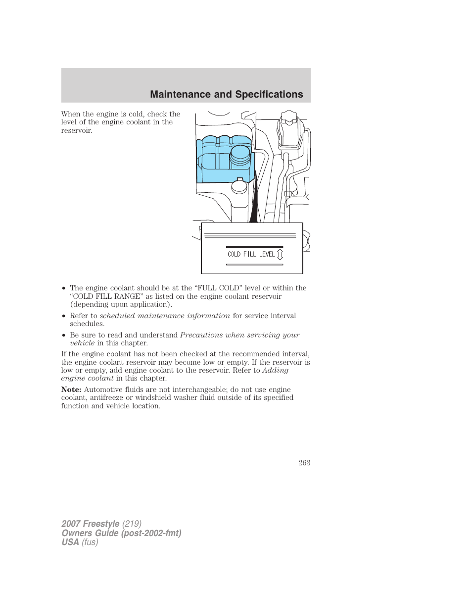 Maintenance and specifications | FORD 2007 Freestyle v.1 User Manual | Page 263 / 296