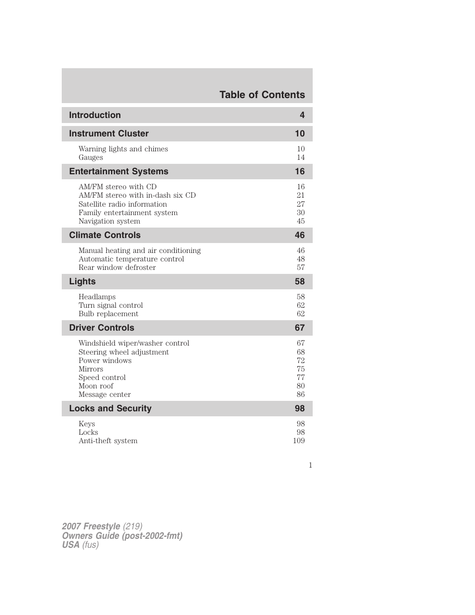 FORD 2007 Freestyle v.2 User Manual | 304 pages