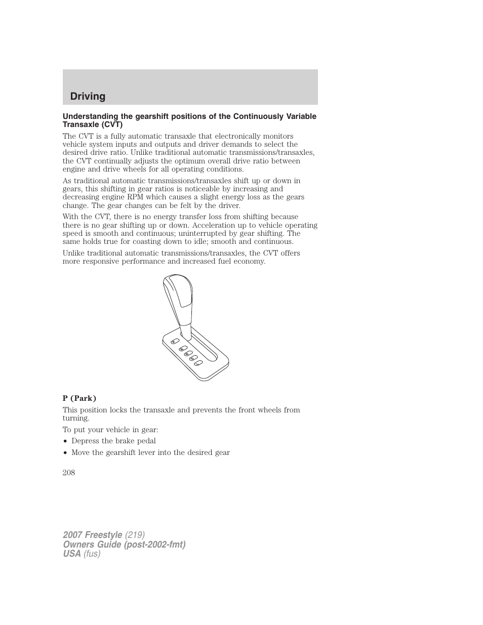 Driving | FORD 2007 Freestyle v.2 User Manual | Page 208 / 304