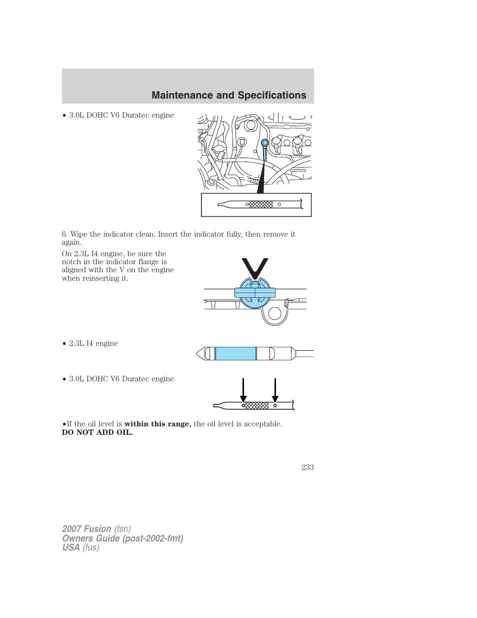 Maintenance and specifications | FORD 2007 Fusion v.1 User Manual | Page 233 / 280