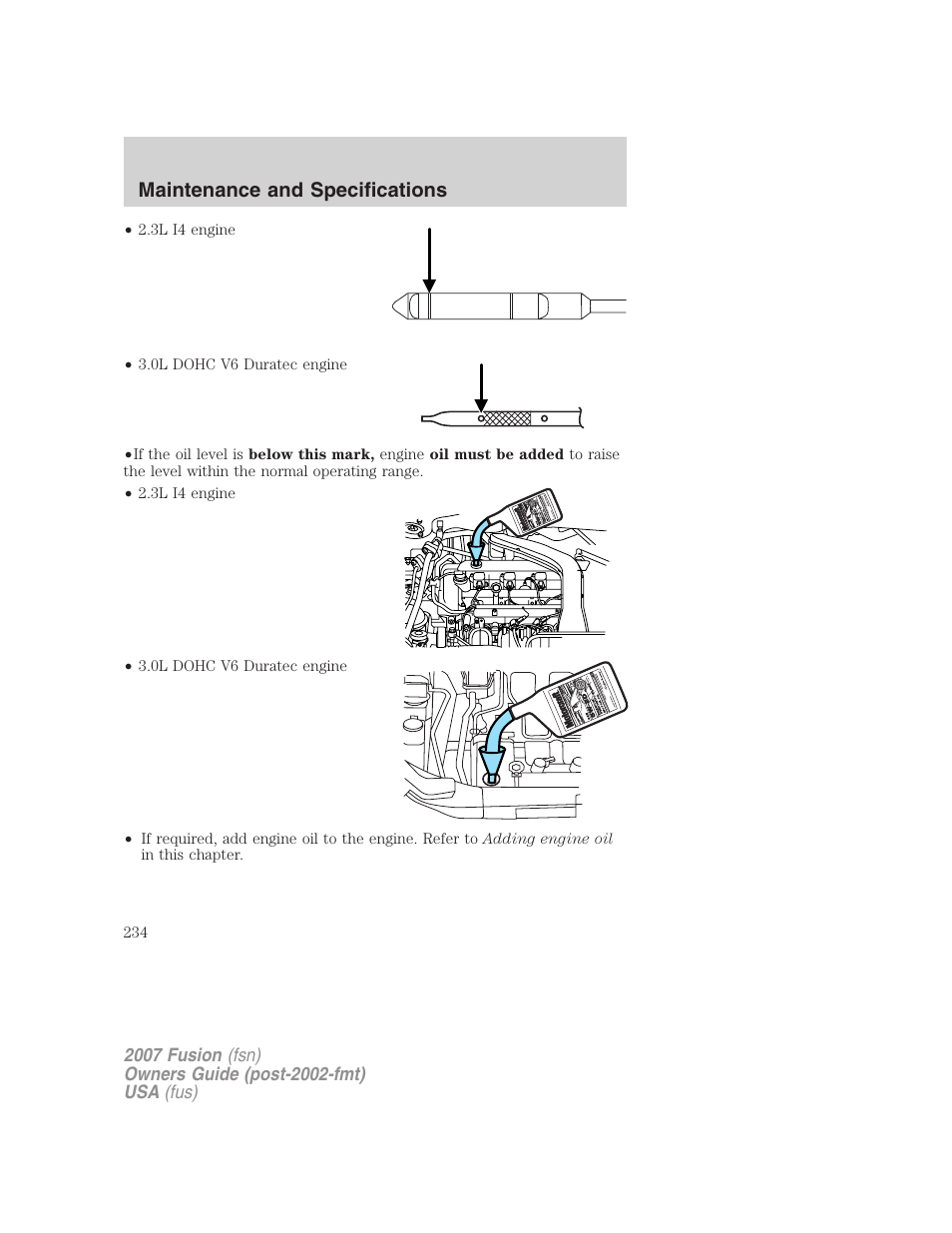 Maintenance and specifications | FORD 2007 Fusion v.1 User Manual | Page 234 / 280