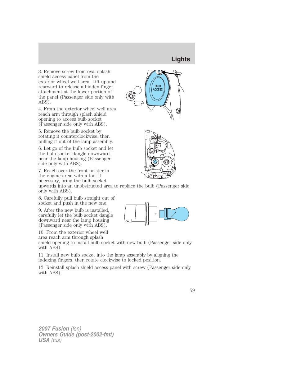 Lights | FORD 2007 Fusion v.1 User Manual | Page 59 / 280