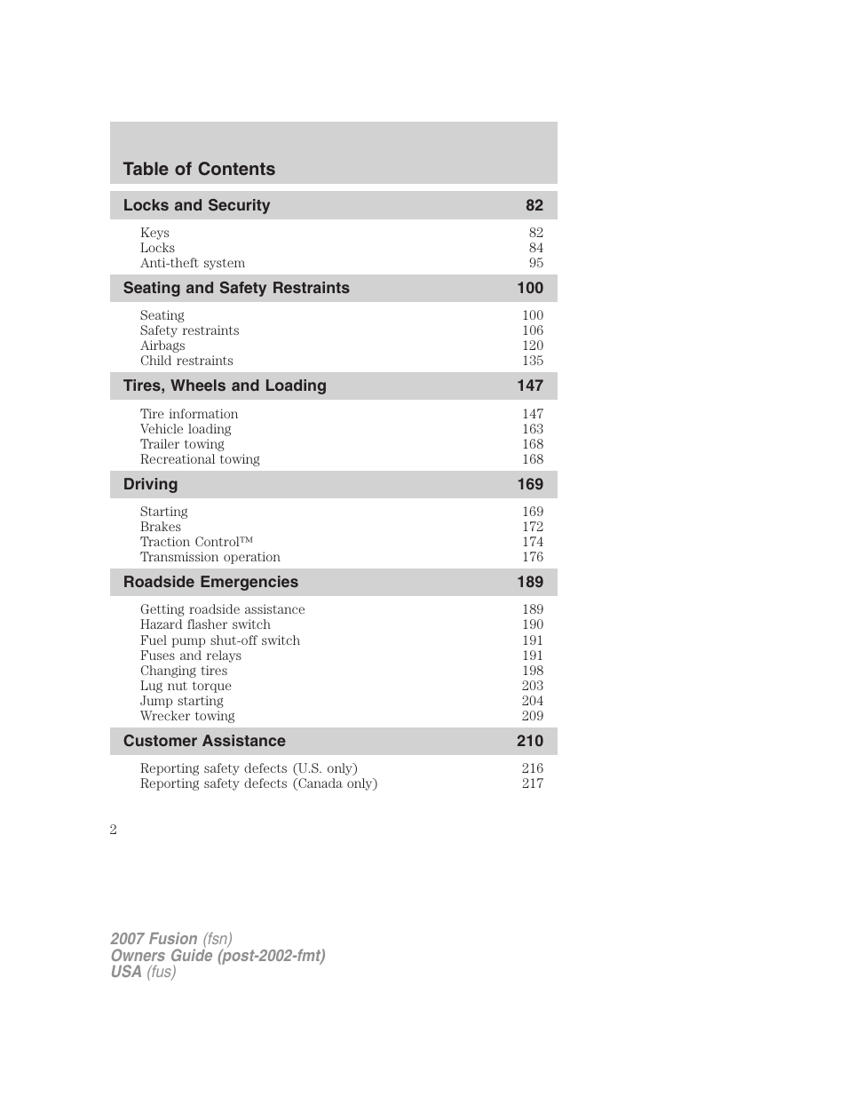 FORD 2007 Fusion v.2 User Manual | Page 2 / 280