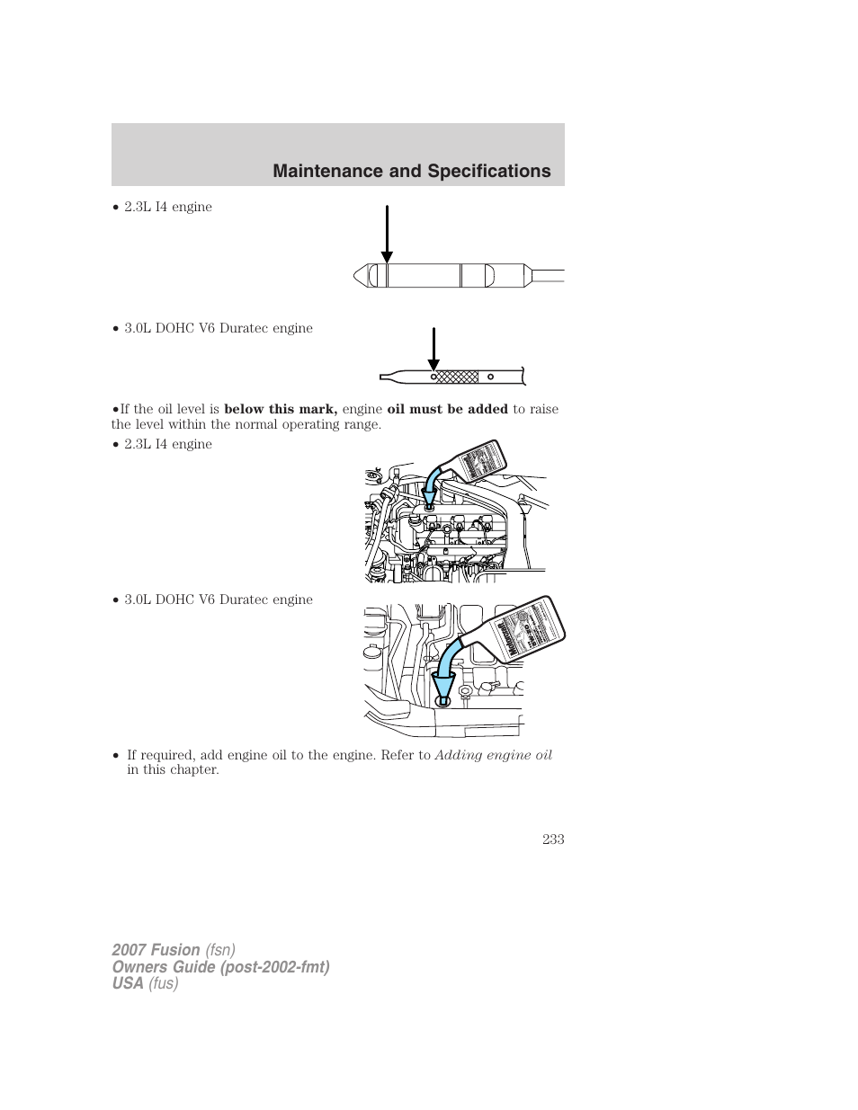 Maintenance and specifications | FORD 2007 Fusion v.2 User Manual | Page 233 / 280