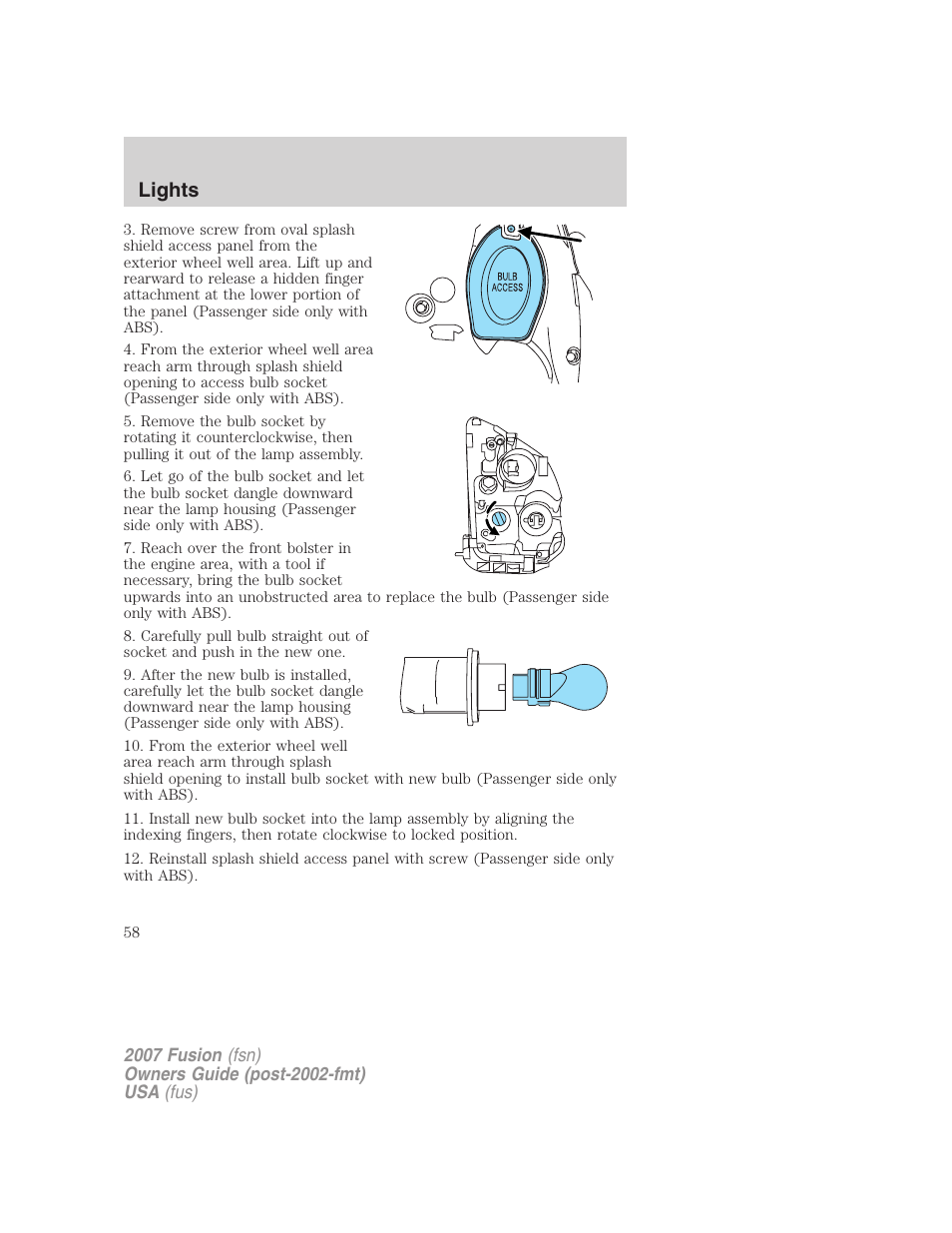 Lights | FORD 2007 Fusion v.2 User Manual | Page 58 / 280