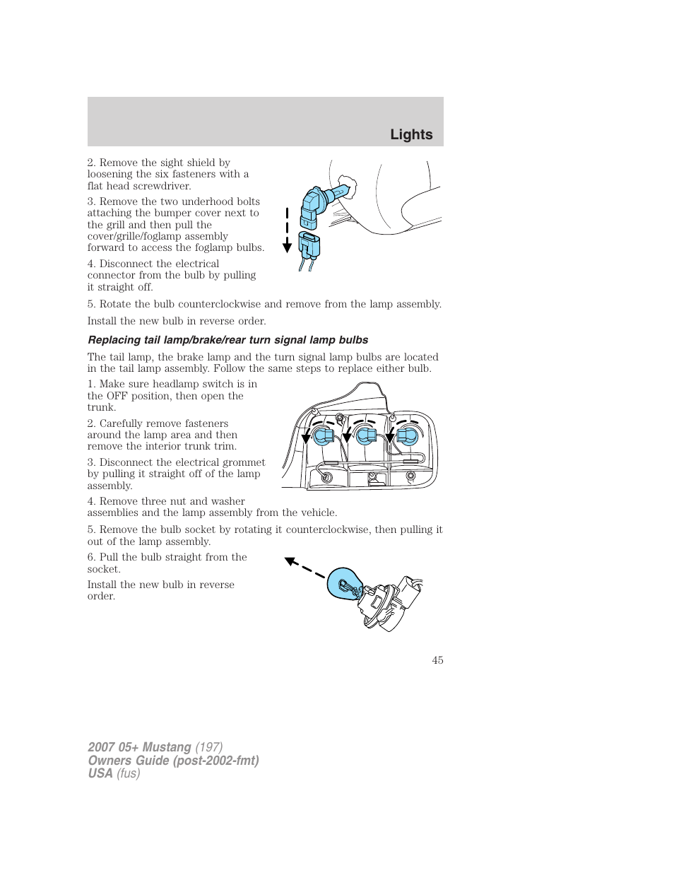 Lights | FORD 2007 Mustang User Manual | Page 45 / 256