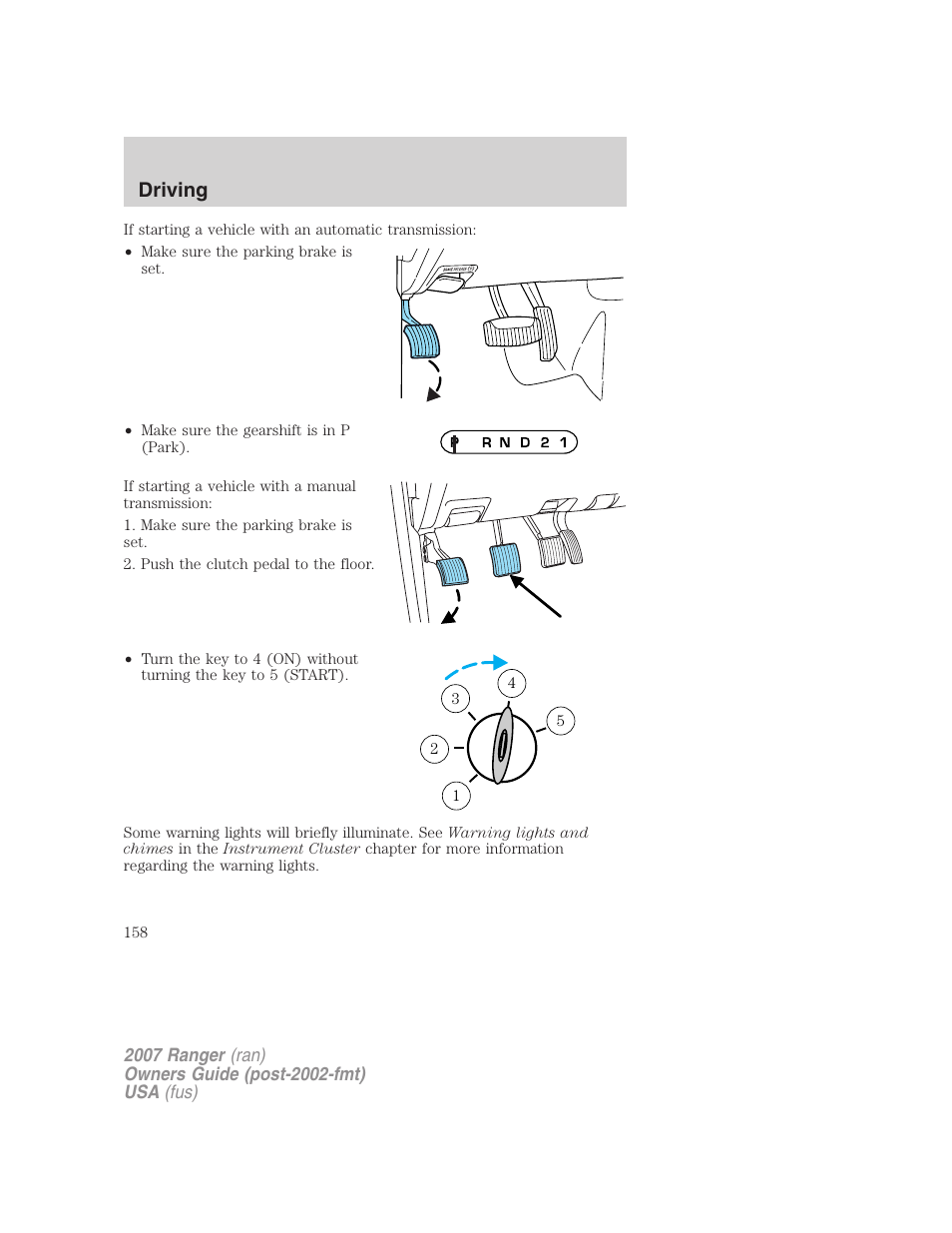 Driving | FORD 2007 Ranger v.1 User Manual | Page 158 / 280