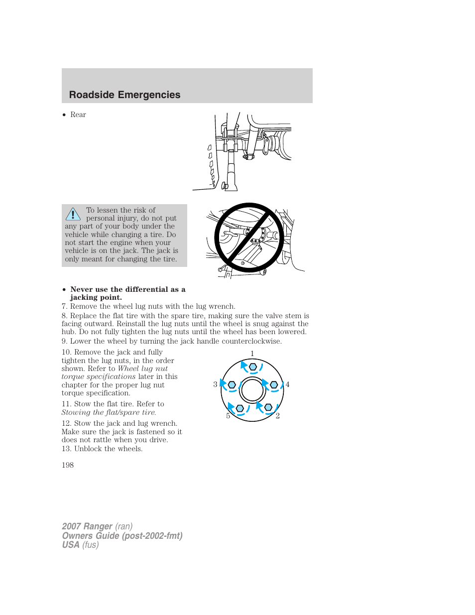 Roadside emergencies | FORD 2007 Ranger v.1 User Manual | Page 198 / 280