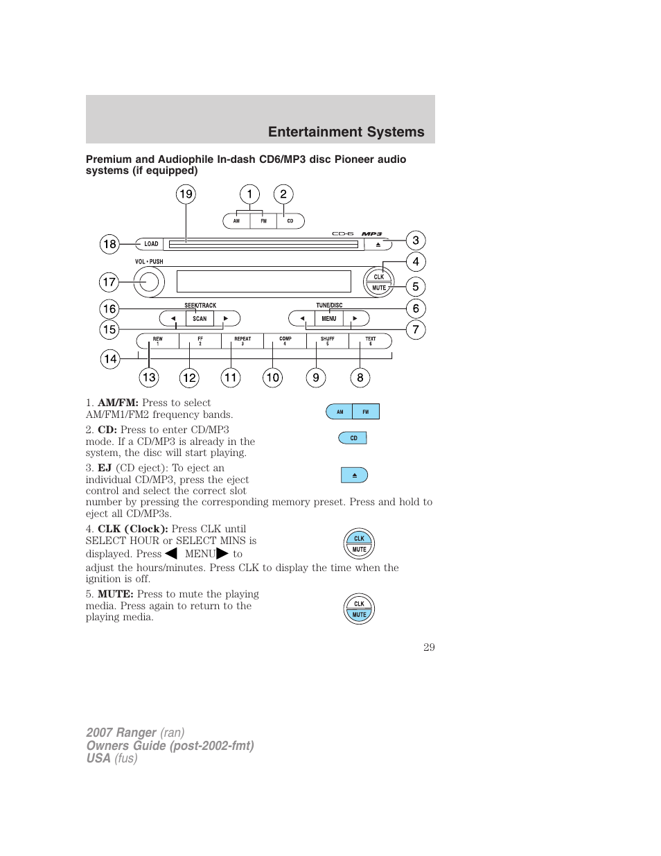 System, Entertainment systems | FORD 2007 Ranger v.1 User Manual | Page 29 / 280