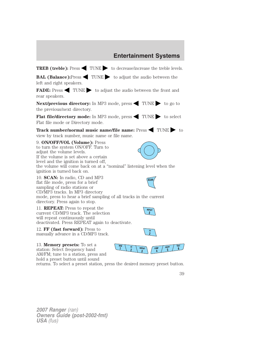 Entertainment systems | FORD 2007 Ranger v.1 User Manual | Page 39 / 280