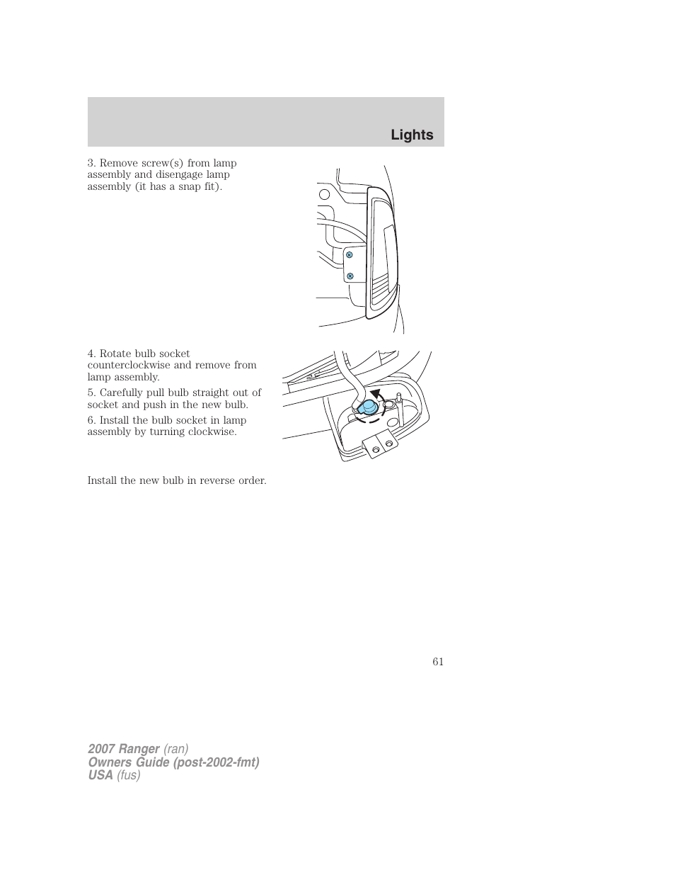 Lights | FORD 2007 Ranger v.1 User Manual | Page 61 / 280
