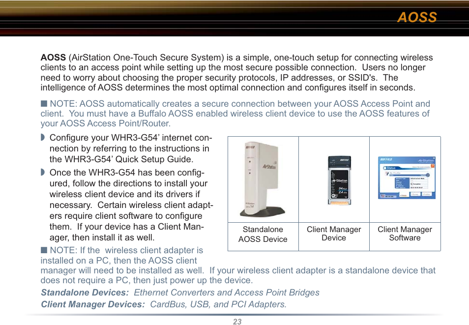 Aoss | Buffalo Technology WHR3-G54 User Manual | Page 23 / 95