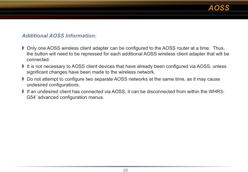 Aoss | Buffalo Technology WHR3-G54 User Manual | Page 25 / 95