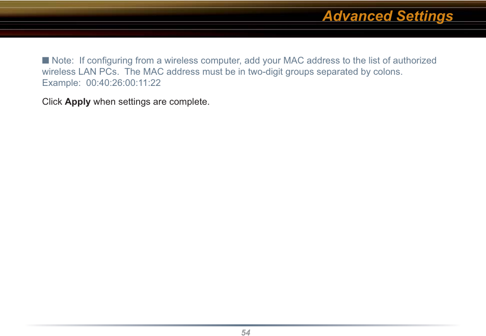 Advanced settings | Buffalo Technology WHR3-G54 User Manual | Page 54 / 95