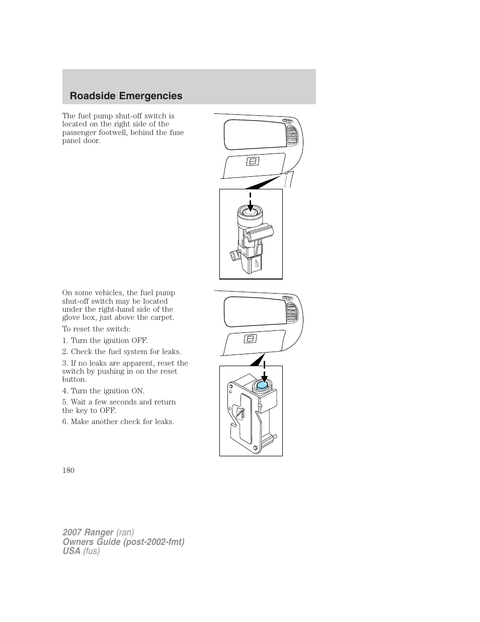 Roadside emergencies | FORD 2007 Ranger v.2 User Manual | Page 180 / 280