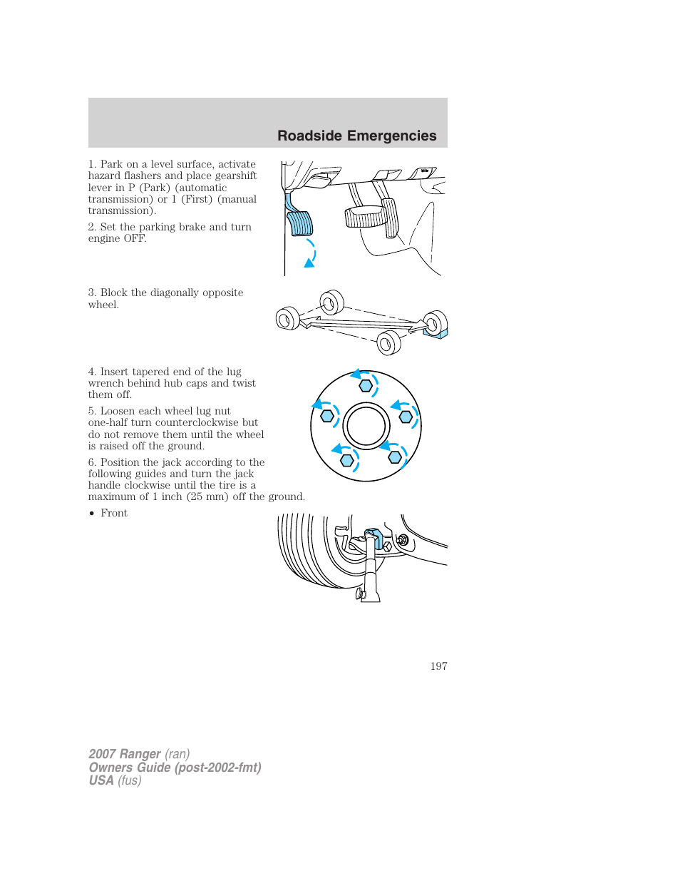 Roadside emergencies | FORD 2007 Ranger v.2 User Manual | Page 197 / 280