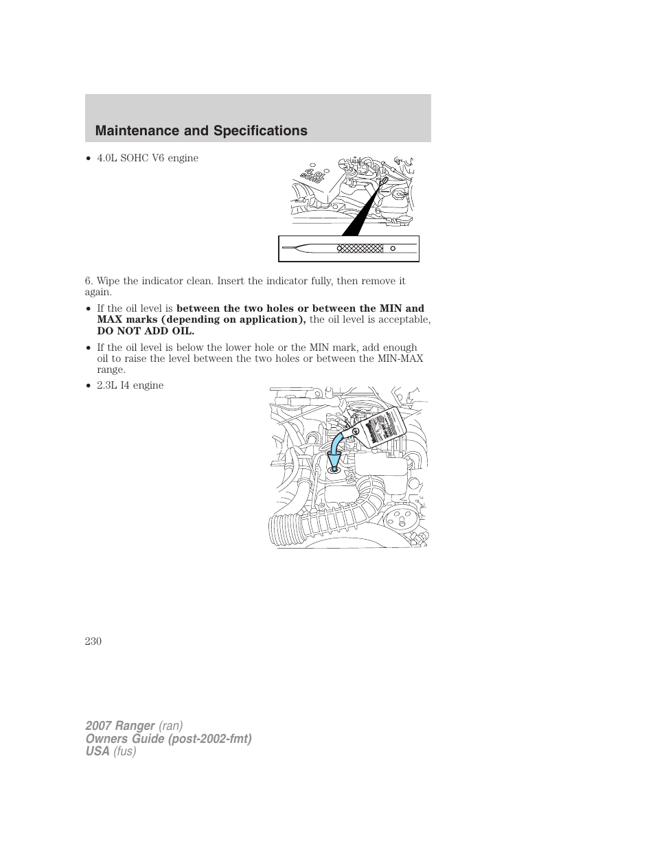 Maintenance and specifications | FORD 2007 Ranger v.2 User Manual | Page 230 / 280