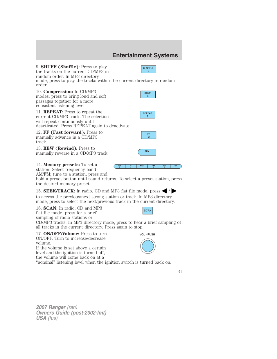 Entertainment systems | FORD 2007 Ranger v.2 User Manual | Page 31 / 280