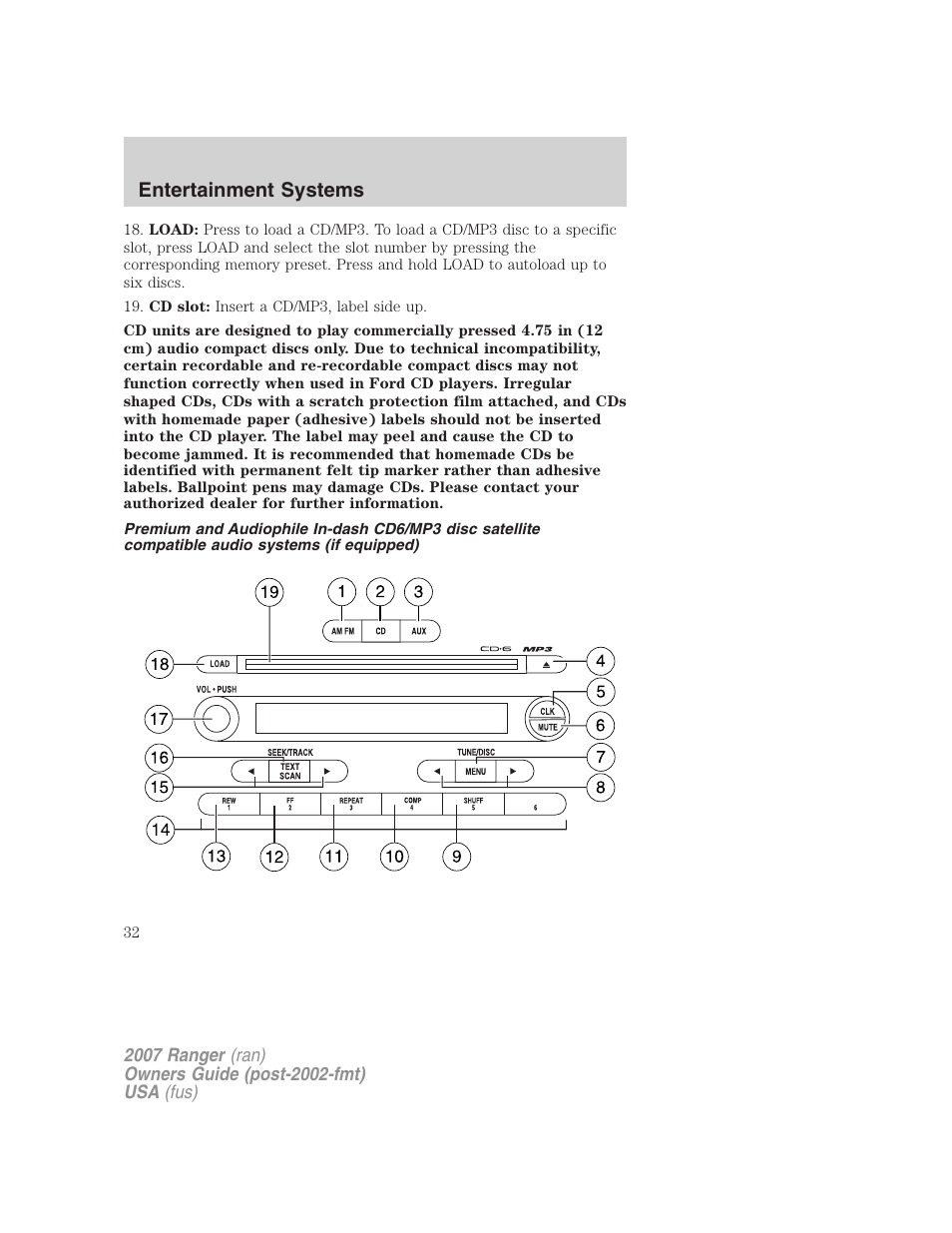 Entertainment systems | FORD 2007 Ranger v.2 User Manual | Page 32 / 280
