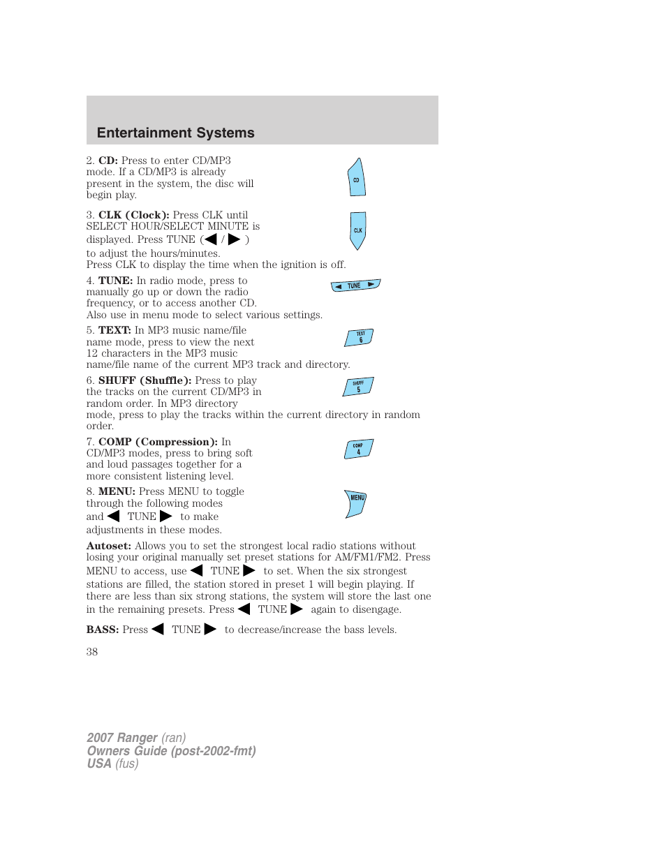 Entertainment systems | FORD 2007 Ranger v.2 User Manual | Page 38 / 280