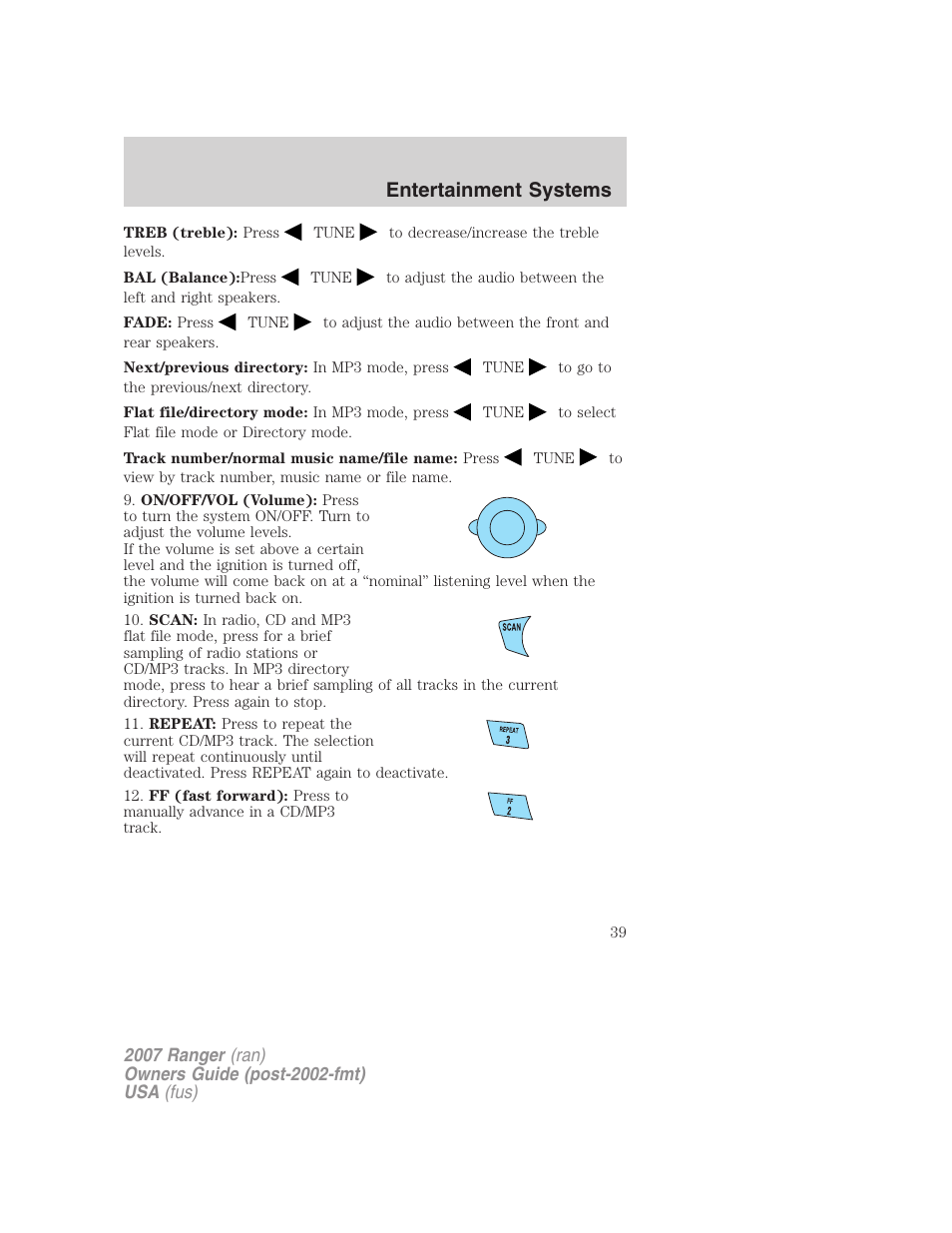 Entertainment systems | FORD 2007 Ranger v.2 User Manual | Page 39 / 280
