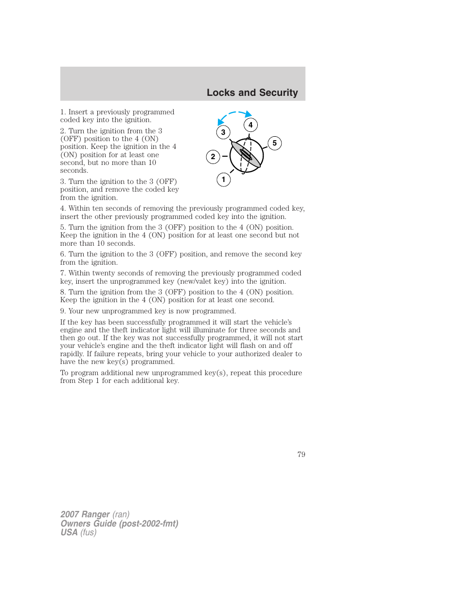 Locks and security | FORD 2007 Ranger v.2 User Manual | Page 79 / 280