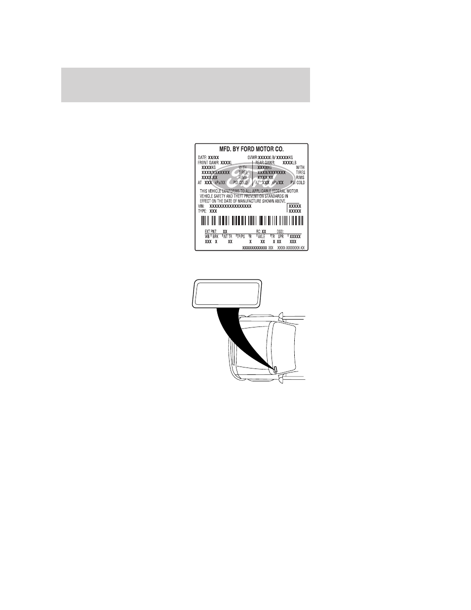 Identifying your vehicle, Safety compliance certification label, Vehicle identification number (vin) | Maintenance and specifications | FORD 2007 Taurus User Manual | Page 223 / 232