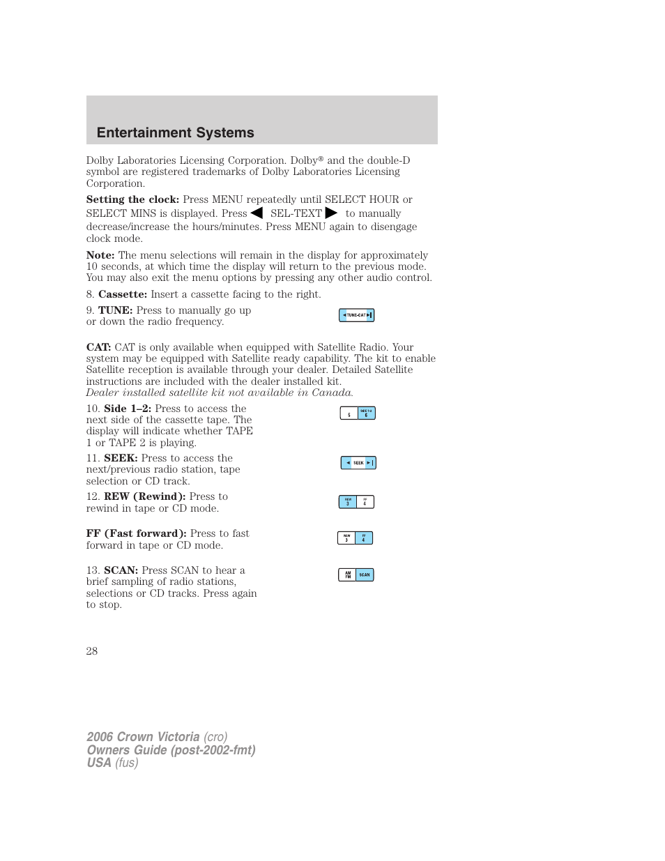 Entertainment systems | FORD 2006 Crown Victoria v.2 User Manual | Page 28 / 272