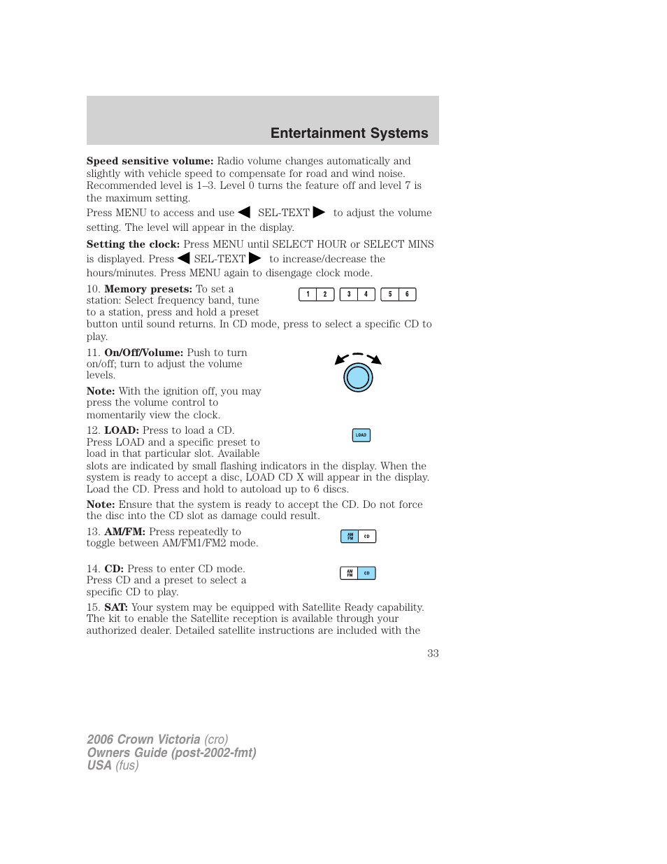 Entertainment systems | FORD 2006 Crown Victoria v.2 User Manual | Page 33 / 272