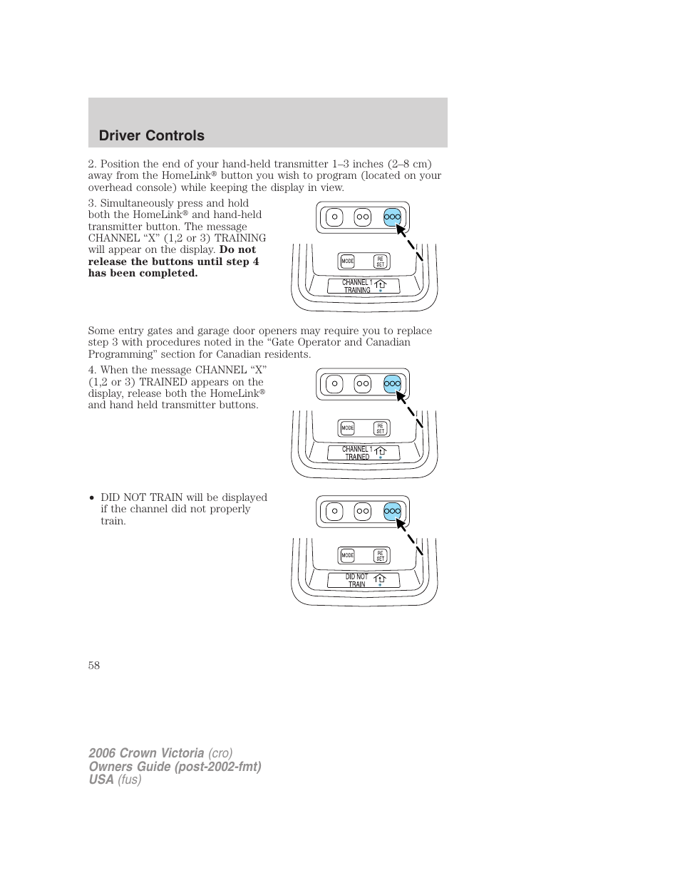 Driver controls | FORD 2006 Crown Victoria v.2 User Manual | Page 58 / 272