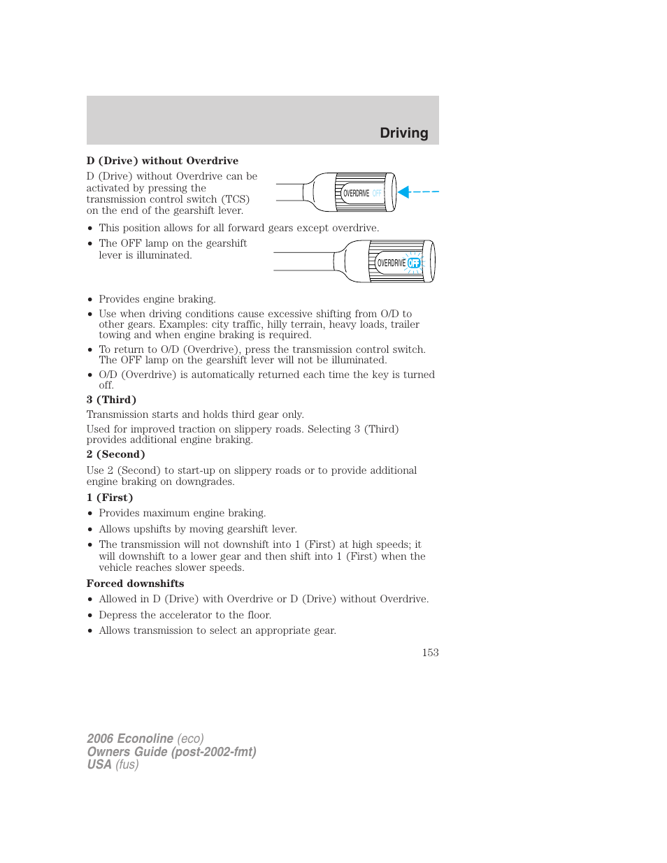 Driving | FORD 2006 E-450 v.1 User Manual | Page 153 / 248